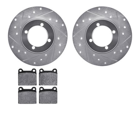 DYNAMIC FRICTION CO 7502-22001, Rotors-Drilled and Slotted-Silver with 5000 Advanced Brake Pads, Zinc Coated 7502-22001